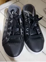 Zapatillas Eco Cuero Con Cordones Negro