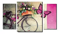 Cuadro Decorativo Bicicleta Y Mariposa Vintage