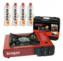 Anafe Camping Brogas + 4 Cartuchos Butano Cocina Portatil