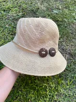 Sombrero Playero Gorro De Paja Con Coco Talle 2 Verano