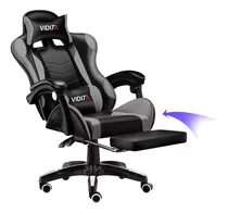 Silla Gamer Vidita Ergonómica  Negro Y Gris Con Tapizado De Poliuretano