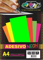 Adesivo Neon A4 20 Fls Vibrante Reage A Luz Negra Off Paper Cor Verde