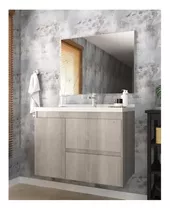 Mueble De Baño Aéreo Con Bacha Y Espejo Grande 2 Cajones Muebles Web