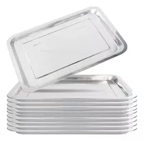 Kit 10 Bandeja Aço Inox Retangular 40x30 Rasa Restaurante