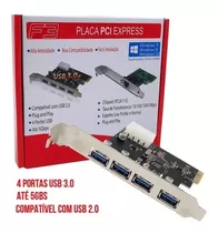 Placa Pci-e Usb Com 4 Portas Usb 3.0 5gbps F3 F-3217 50