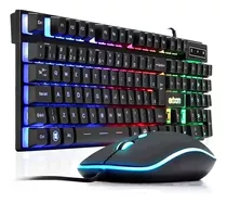 Teclado + Mouse Iluminado Rgb Semi Mecânico Bkg 550 2400 Dpi