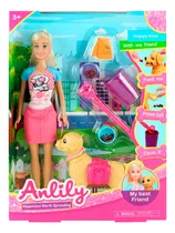 Muñeca Anlily Con Perrito Y Accesorios