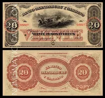 Billete 20 Pesos Fuerte Oxandaburu Garbino 1869 - Copia 1794