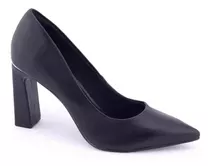 Zapato Stiletto Via Marte  Mujer Negro Taco Cuadrado 9 Cm