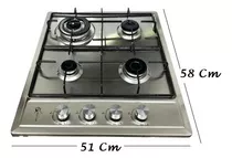 Encimera A Gas Inox Con Chispero Cocina 4 Platos Color Plateado