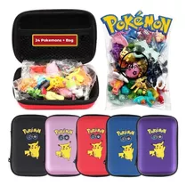 24 Pokemons + Bag Estojo Set Completo Bolsa E Action Figures