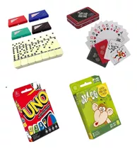 Uno + Dominó + Mico + Baralho Plástico Jogo Cartas Criança