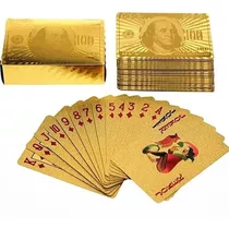 Baralho Dourado Ouro 24k Dollar Poker Cartas P'agua 10un