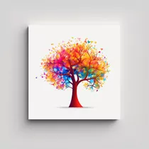 30x30cm Cuadro Minimalista Árbol Colorido Bastidor Madera