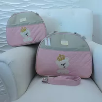 Kit Bolsa Maternidade Bebê 02 Peças Menina Menino Bordada