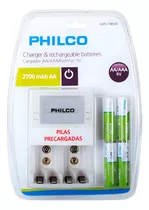 Cargador Y Baterías Recargables Aa/aaa/baterías 9v Philco