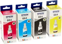 Set 4 Tintas 664 Epson Original L210 L220 L395 Y Otros