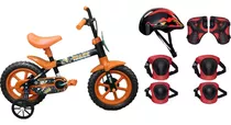 Bicicleta Aro 12 Track Arco Iris Po Laranja + Kit Proteção