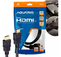 Cabo Hdmi 2.0 4k Blindado 2m Ponta Gold 60hz Aquário