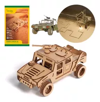 Quebra-cabeça 3d Jipe Hummer De Guerra 69 Peças - Mdf