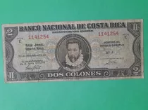 Billete 2 Colones Costa Rica Banco Nacional 1942 Buen Estado