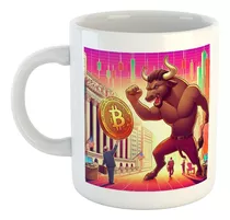 Taza Ceramica Toro Bitcoin Mercado Alcista Trading