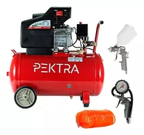 Compresor De Aire 50 Litros + Kit Compacto Pektra 2.5 Hp Color Rojo Fase Eléctrica Monofásica Frecuencia 50 Hz/60 Hz