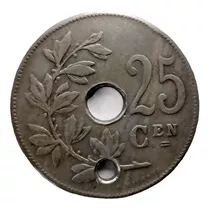 Antigua Moneda 25 Céntimos 1926 Bélgica Colección