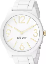 Reloj Con Brazalete De Goma Blanca Mate Nine West Nw / 1678w