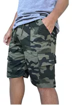 Bermuda Cargo Mom Hombre Algodon Liso Camuflado