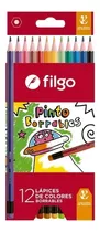 Lapiz Filgo Borrables Color Caja X 12 Lapices Con Goma Largo