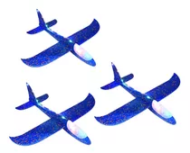 3 Avião Planador Luz Led Brinquedo Que Voa Flexível Premium