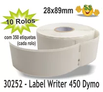 10 Rolos Labelwriter Dymo Etiqueta Térmica 30252 Compativel