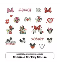 Matrizes De Bordado - Mickey E Minnie Mouse - Pack Com 20