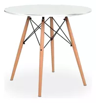 Mesa De Comedor Blanco Redonda Eames 80 Cm Moderno Color De Las Patas Madera