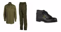 Kit Camisa Pantalon Verde Y Botin De Trabajo