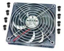 Kit Cooler Fan 12cm Ventilador 120x120 + Grade Metal Cromada