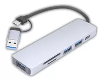 Hub Adaptador Multipuertos Usb C Memoria Notebook Pc 6 En 1