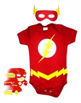 Body Bebê Mesversário Temático The Flash + Máscara