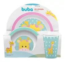 Kit Refeição Infantil Animal Fun 3 Peças - Girafa - Buba