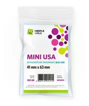 100 Sleeves Mini Usa 41 X 63 Mm Transparente Blue Meeple