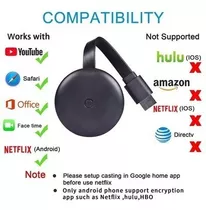 2.4g 1080p Preto Wifi Hdmi Compatível Com Google Chromecast