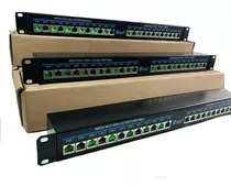 10 Régua Patch Panel Poe Gigabit 12 Portas 12v 24v Ou 48v