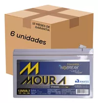 Kit 6 Bateria Estacionária 12v 7ah Nobreak Alarme Moura