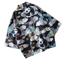 Kimono Cardigan Yukata Oso Panda Nube Japones Verano Camisa 