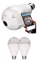 2 Lâmpada Espiã Câmera Ip Led Wifi Hd Panorâmica 360º 