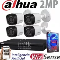  Kit Seguridad Dahua Dvr 4ch+4 Cámaras 2mp/1080/fullhd+disco Color Blanco