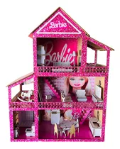 Casinha De  Boneca Barbie Casa Rosa Gliter Brinquedo Criança