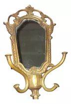 Espejo Perchero Con Marco De Bronce Antigüedad Coleccionable