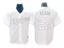 Camiseta Casaca Mlb La Dodgers Grey & White 22 Kershaw - M